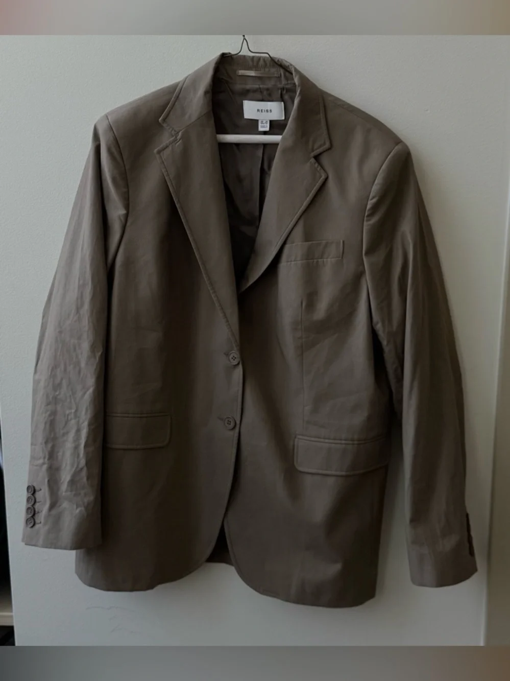 REISS Hope Single Breasted‎ Cotton Blazer Taupe size 12